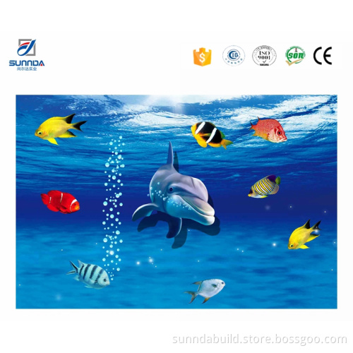 Blue beautiful seaworld 3d tiles,3d decortaion porcelain tiles,for bathroom and bedroom 3d floor tiles
